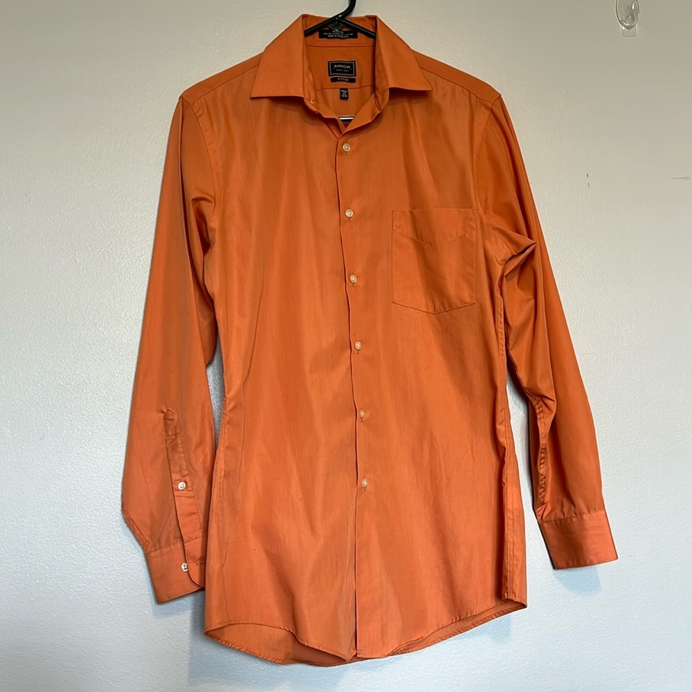 Arrow brand fitted orange button up